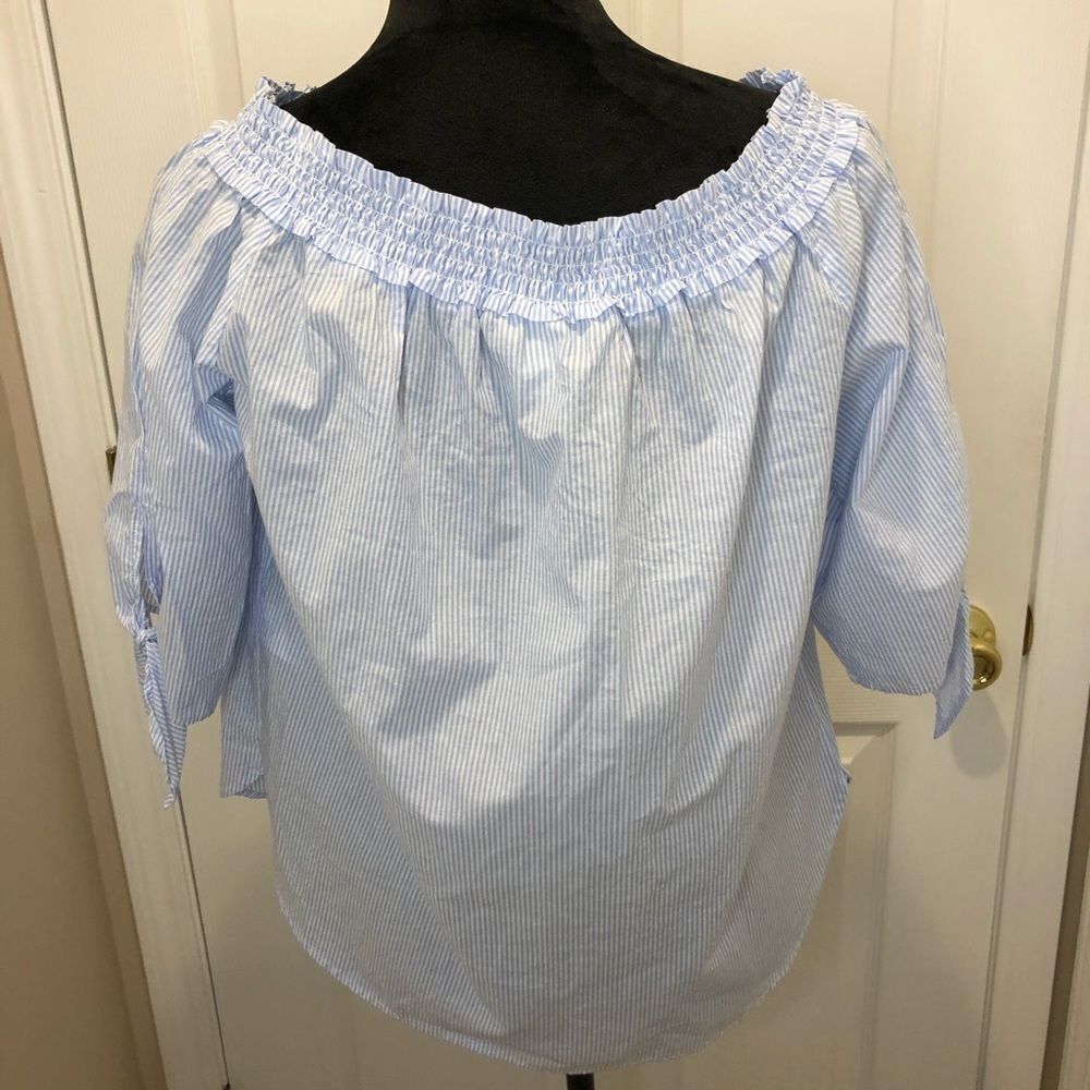 H&M pin striped off the half sleeve blouse top 4 - Picture 5 of 9
